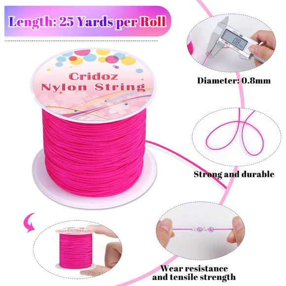 Nylon String for Bracelets, 20 Rolls Chinese Knotting Cord Nylon Beading Thread - Picture 5 of 7
